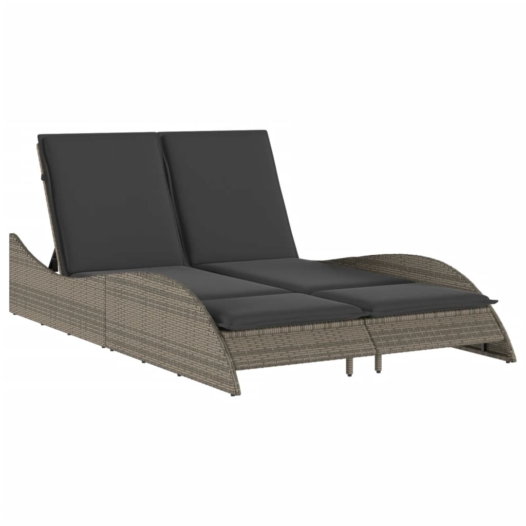 vidaXL Leżanka z poduszkami, szara, 114x205x73 cm, polirattan