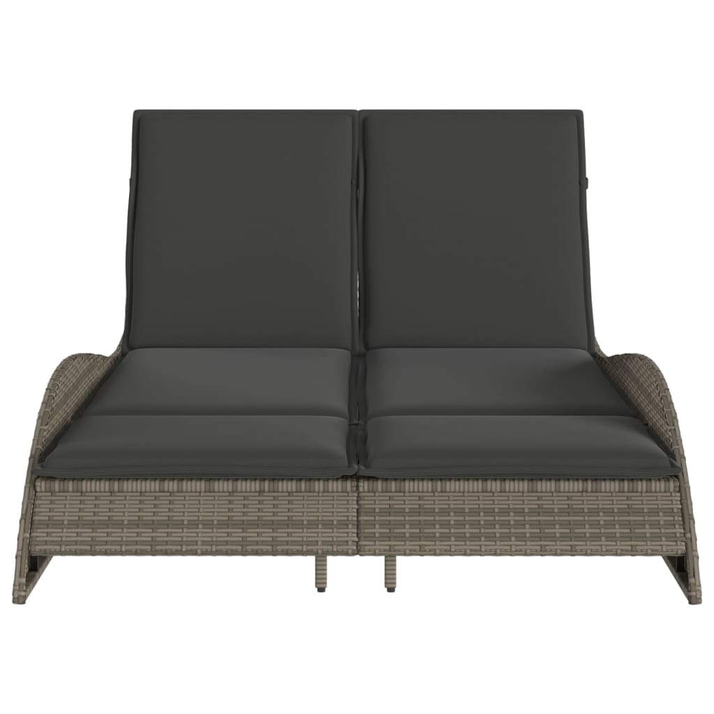 vidaXL Leżanka z poduszkami, szara, 114x205x73 cm, polirattan