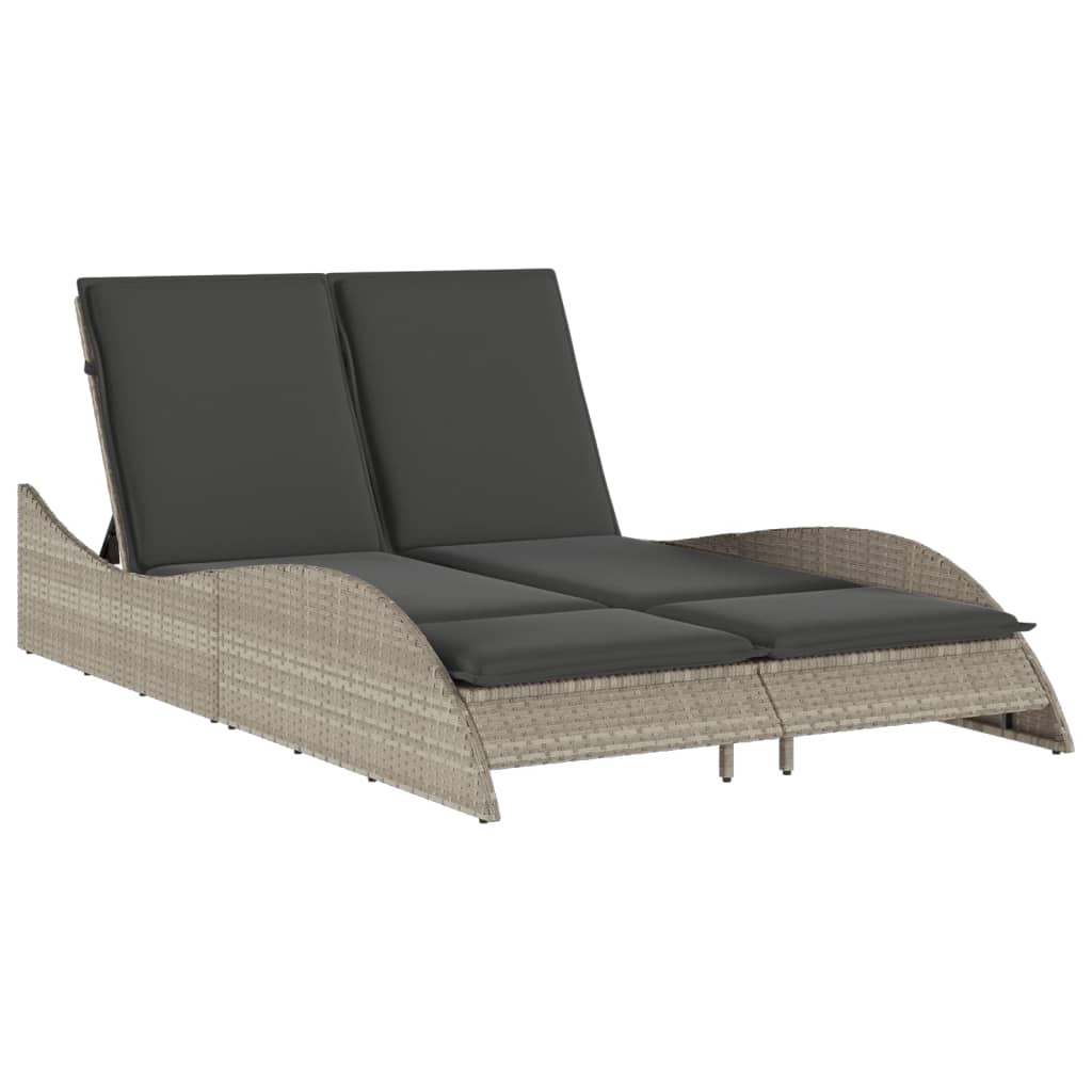 vidaXL Leżanka z poduszkami, jasnoszara, 114x205x73 cm, polirattan