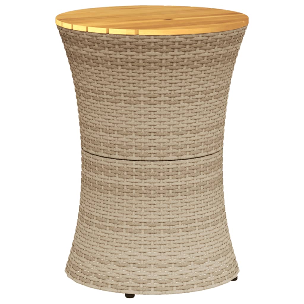 vidaXL Stolik ogrodowy w kształcie bębna, beżowy polirattan i drewno
