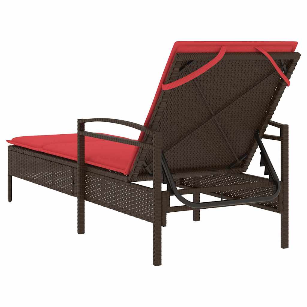 vidaXL | Leżak | z poduszką 1-osoba Brązowy 63 x 200 x 81 cm polirattan