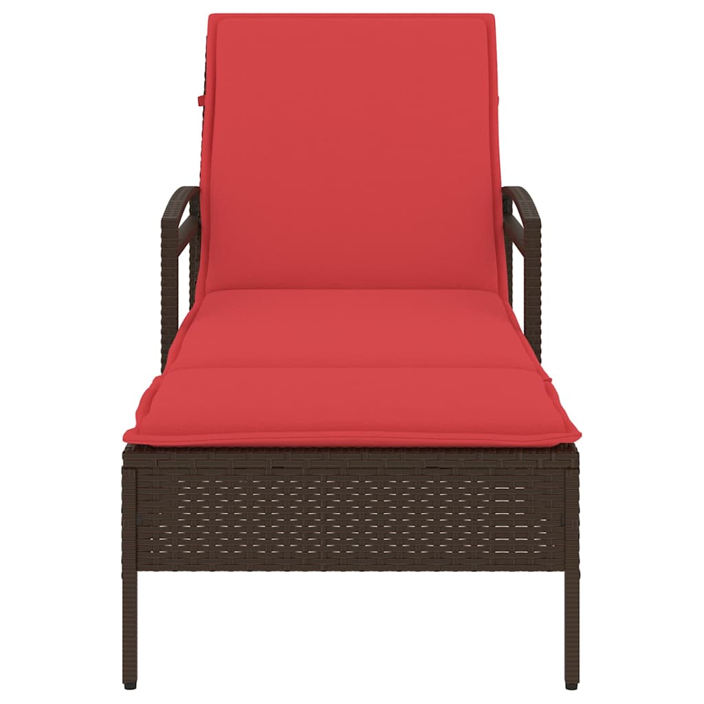 vidaXL | Leżak | z poduszką 1-osoba Brązowy 63 x 200 x 81 cm polirattan