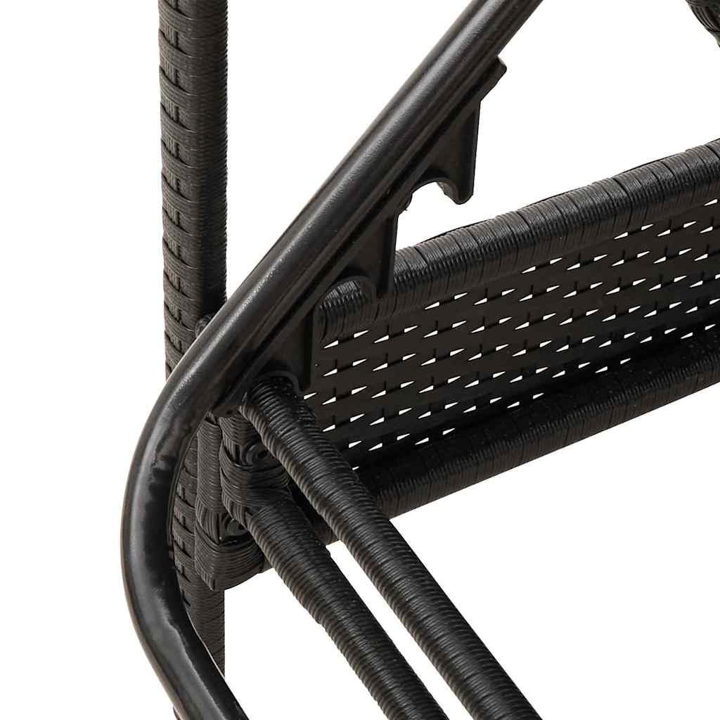 vidaXL | Leżak | z poduszką 1-osoba Czarny 63 x 200 x 81 cm polirattan