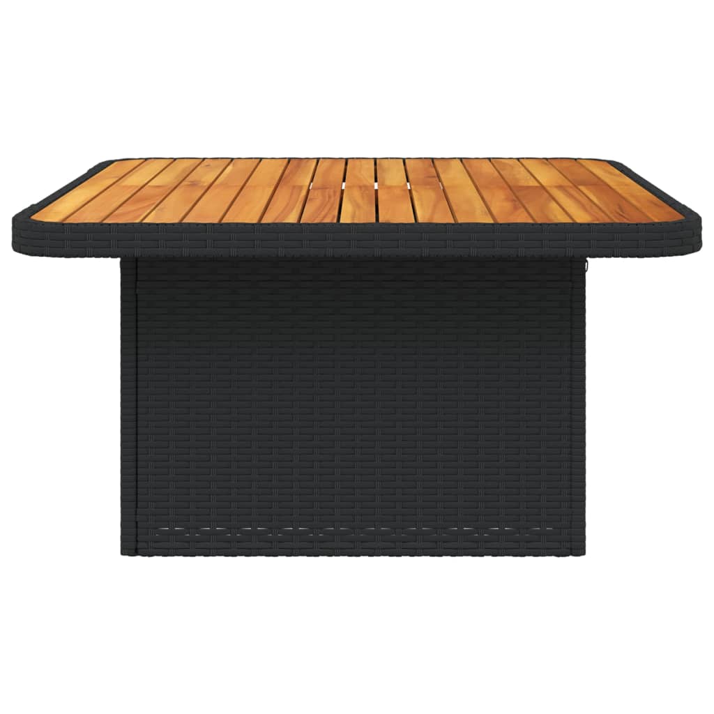 vidaXL Stół ogrodowy, czarny, 80x80x71 cm, polirattan i akacja