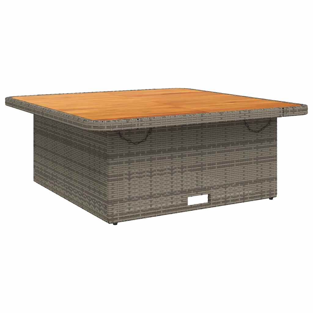 vidaXL Stół ogrodowy, szary, 110x110x71 cm, polirattan i akacja