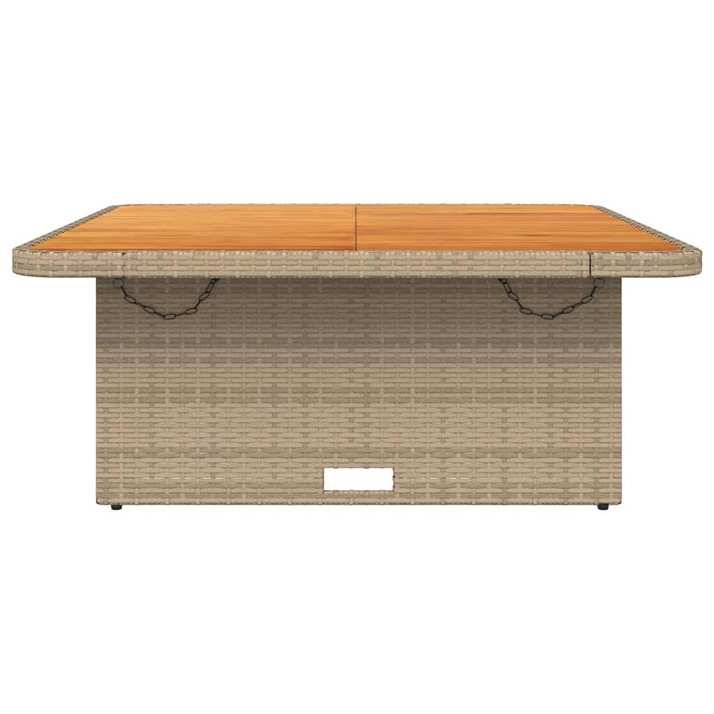 vidaXL Stół ogrodowy, beżowy, 110x110x71 cm, polirattan i akacja