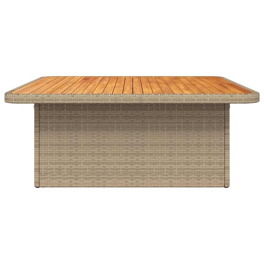vidaXL Stół ogrodowy, beżowy, 110x110x71 cm, polirattan i akacja