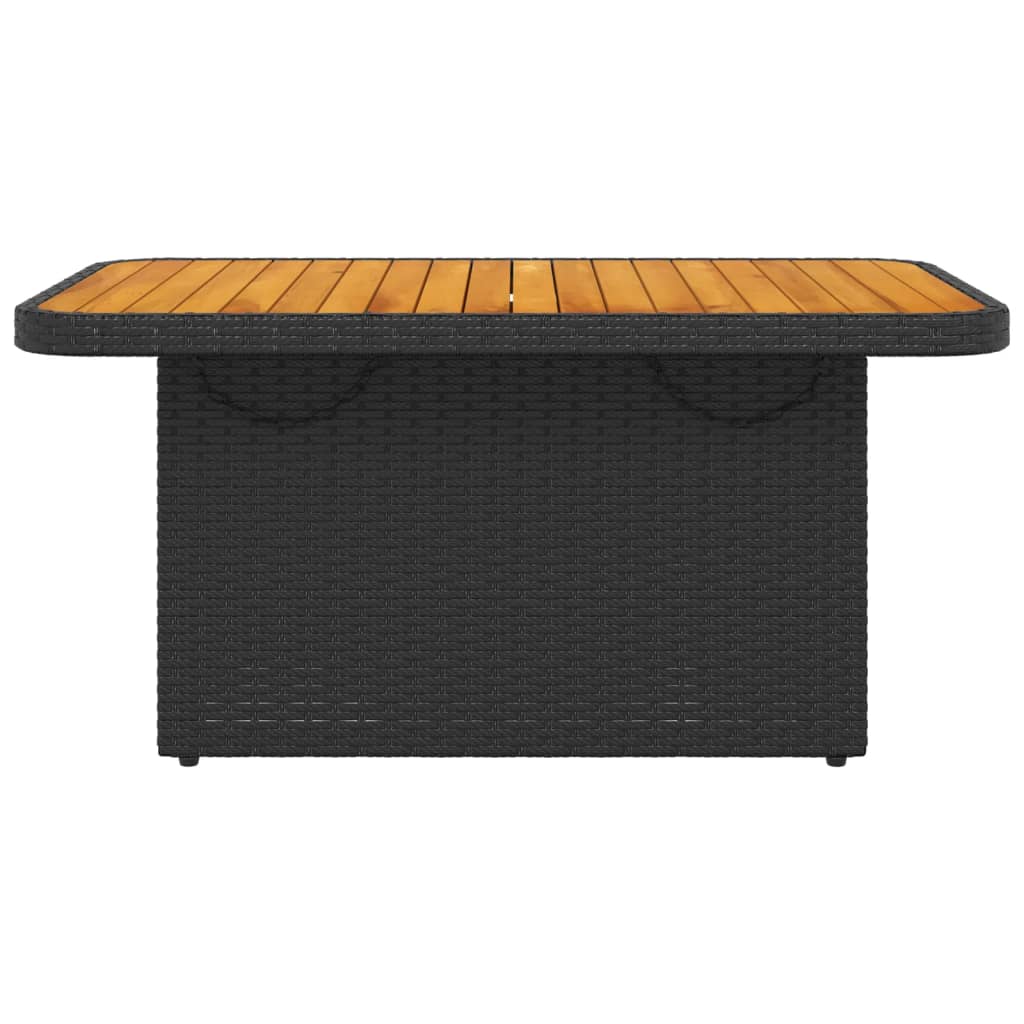 vidaXL Stół ogrodowy, czarny, 90x55x71 cm, polirattan i akacja