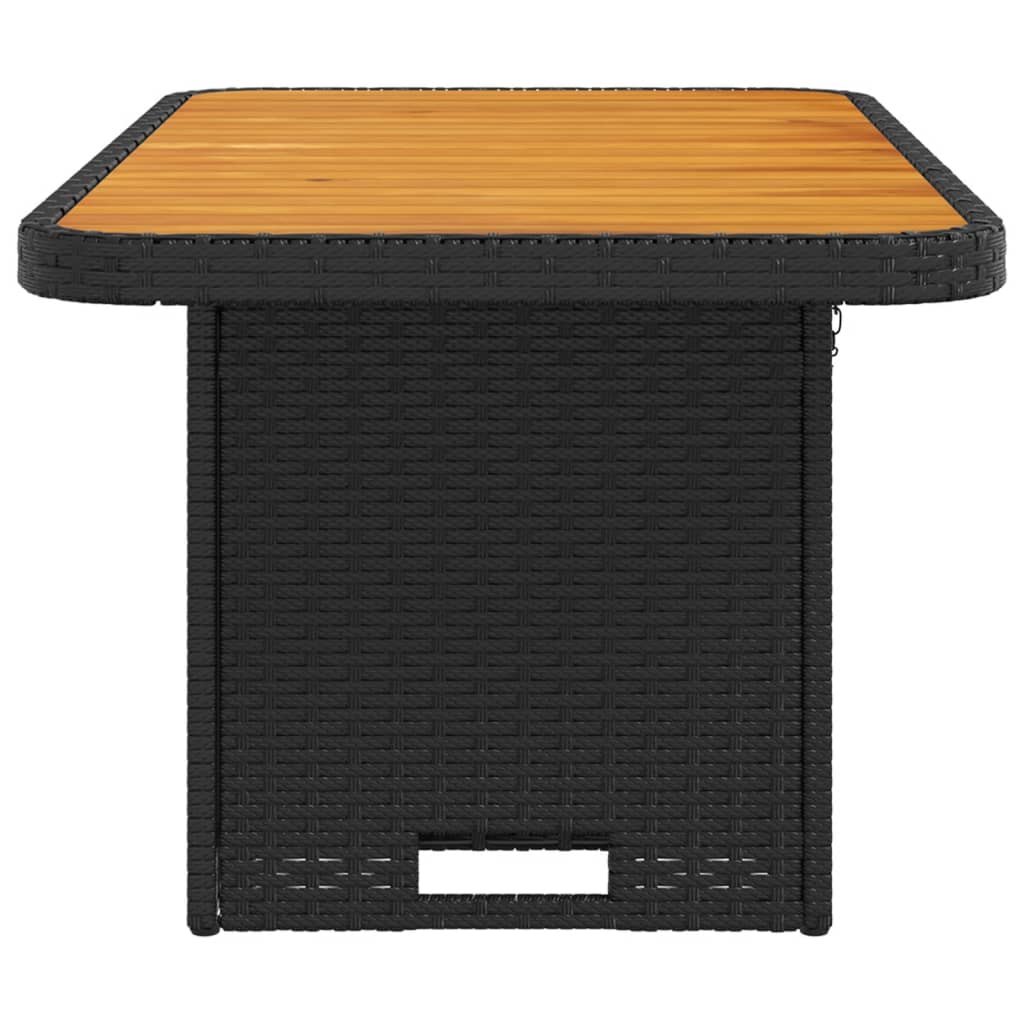 vidaXL Stół ogrodowy, czarny, 90x55x71 cm, polirattan i akacja