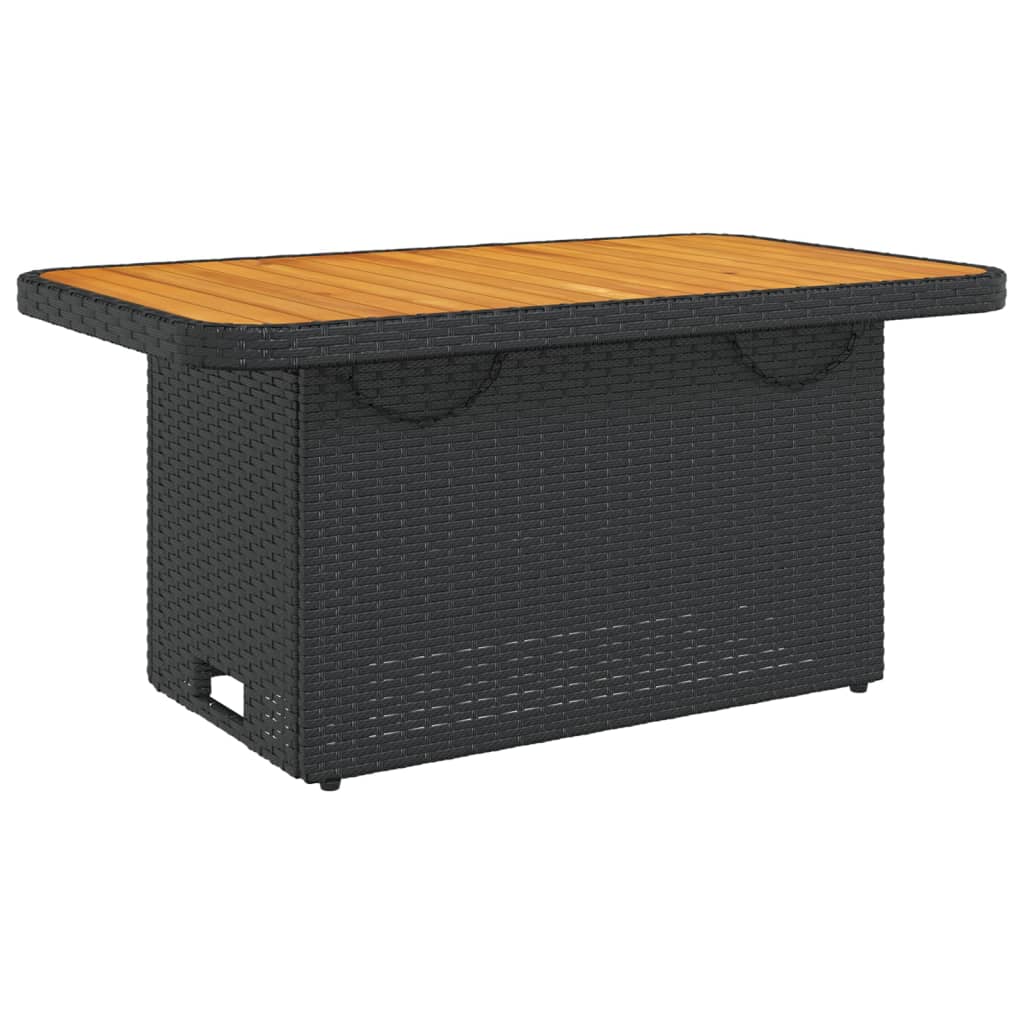 vidaXL Stół ogrodowy, czarny, 90x55x71 cm, polirattan i akacja