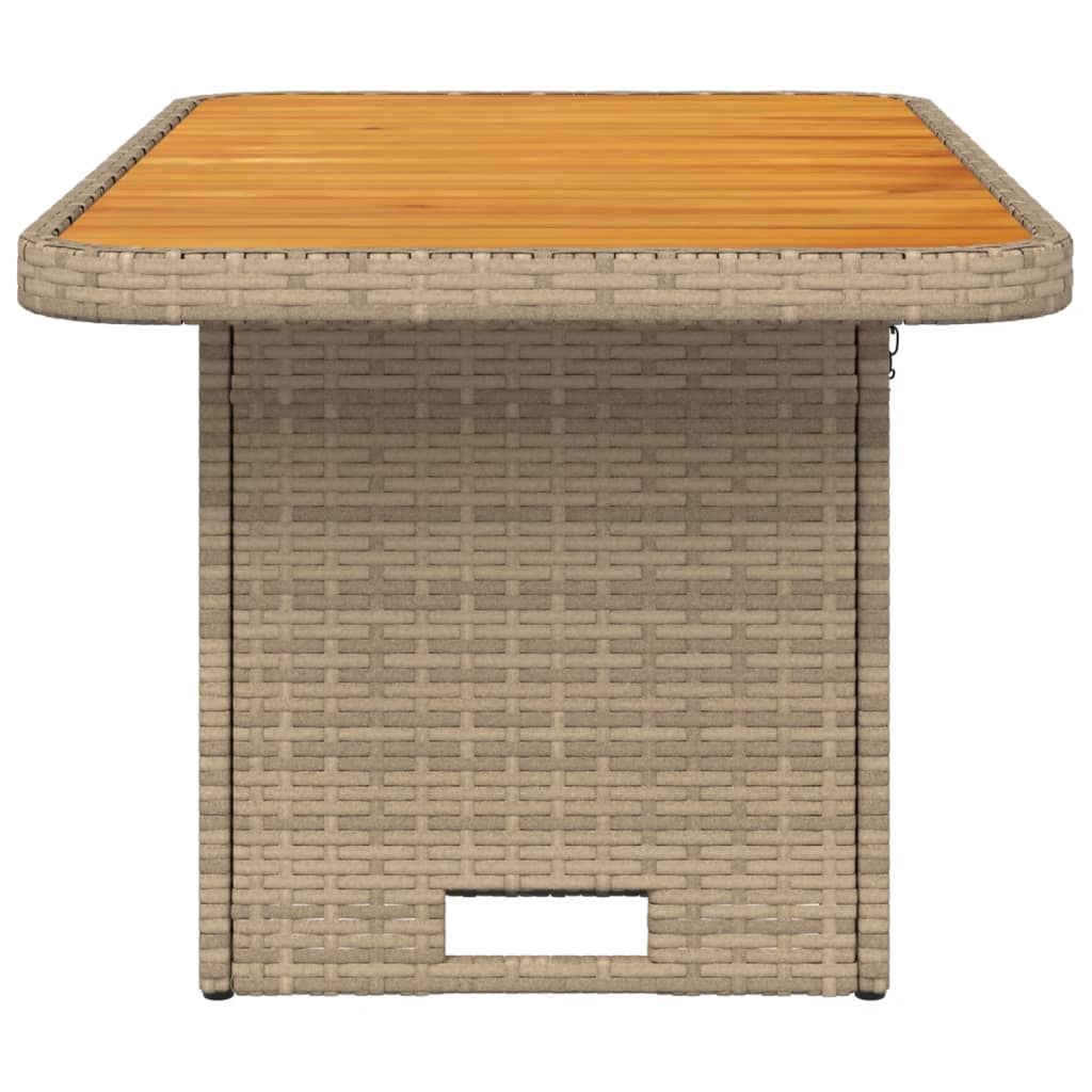 vidaXL Stół ogrodowy, beżowy, 90x55x71 cm, polirattan i akacja