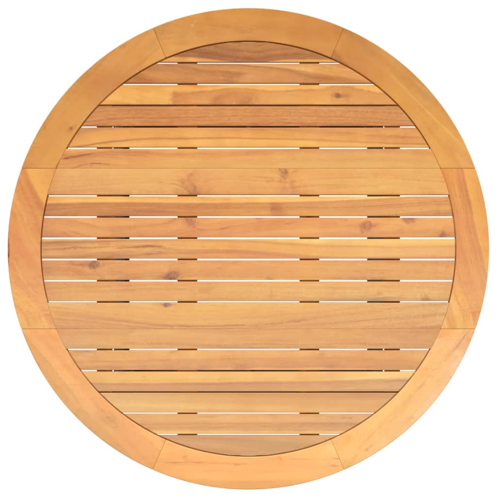 vidaXL Stół ogrodowy z akacjowym blatem, czarny, Ø110x71 cm, rattan PE