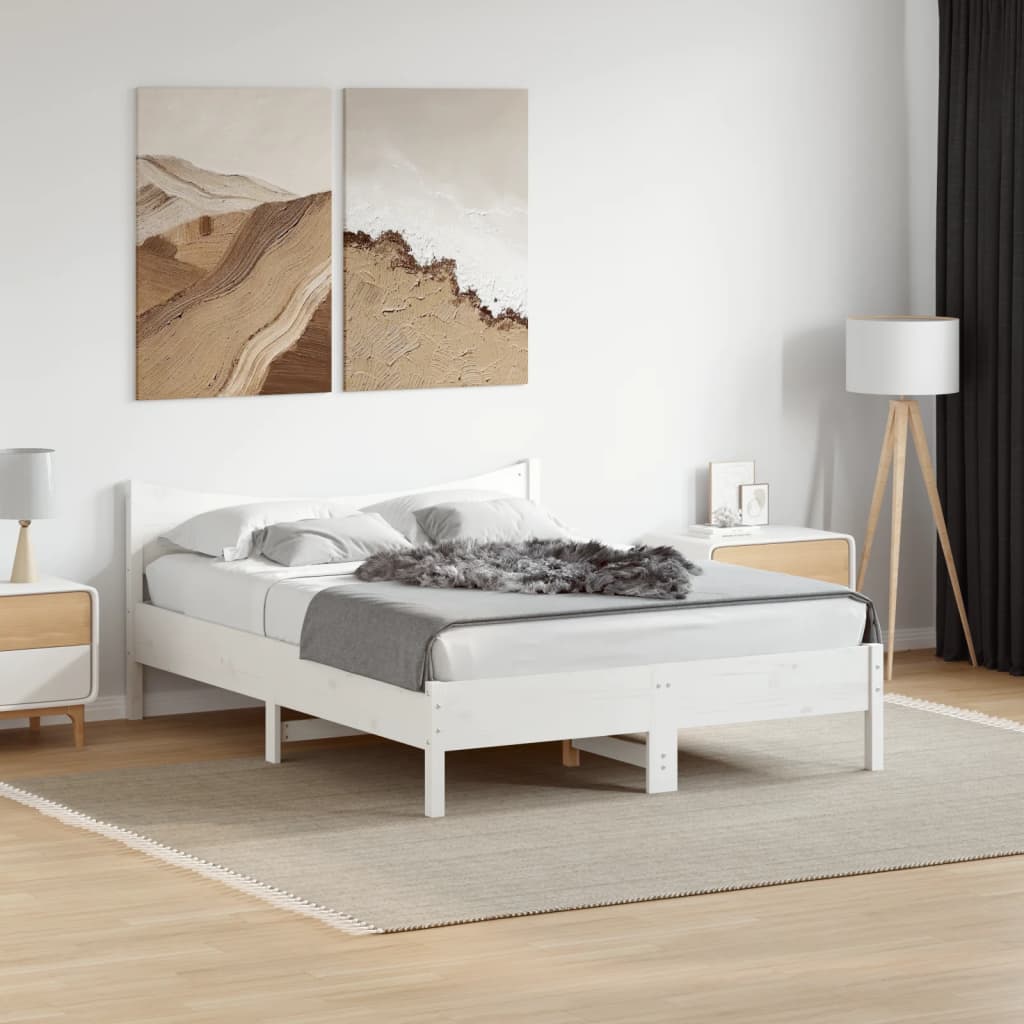 vidaXL Rama łóżka bez materaca, biała, 120x200 cm, drewno sosnowe