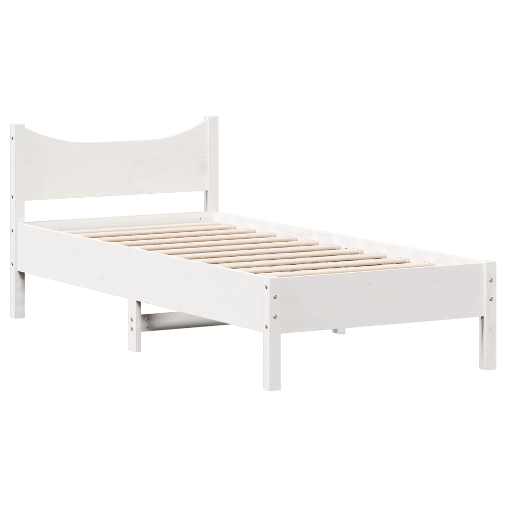 vidaXL Rama łóżka bez materaca, biała, 75x190 cm, lite drewno sosnowe