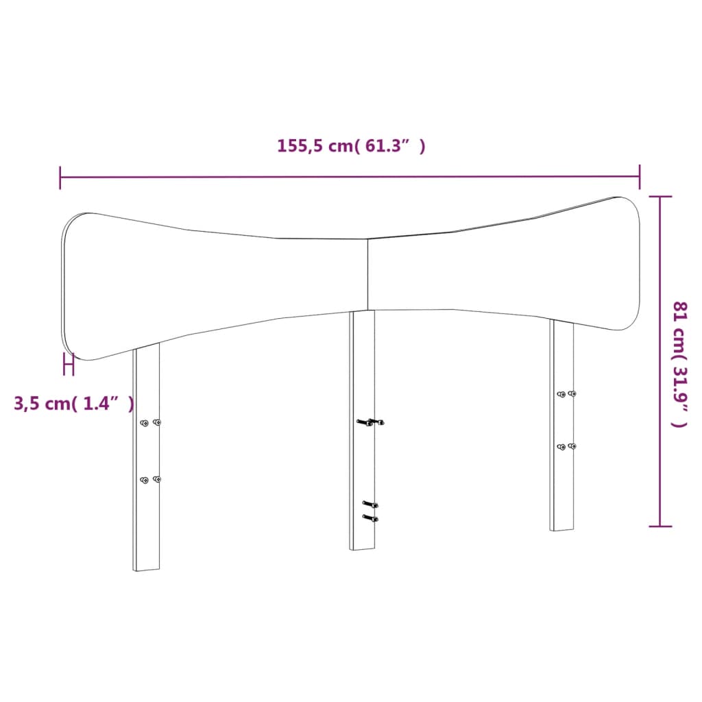 vidaXL Wezgłowie do łóżka, białe, 150 cm, lite drewno sosnowe