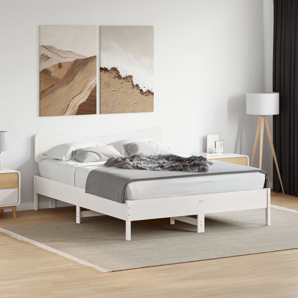 vidaXL Wezgłowie do łóżka, białe, 140 cm, lite drewno sosnowe