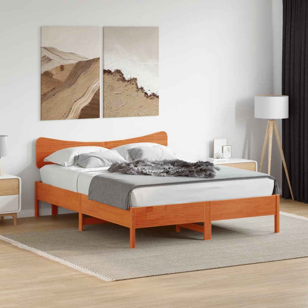 vidaXL Wezgłowie do łóżka, woskowy brąz, 140 cm, lite drewno sosnowe