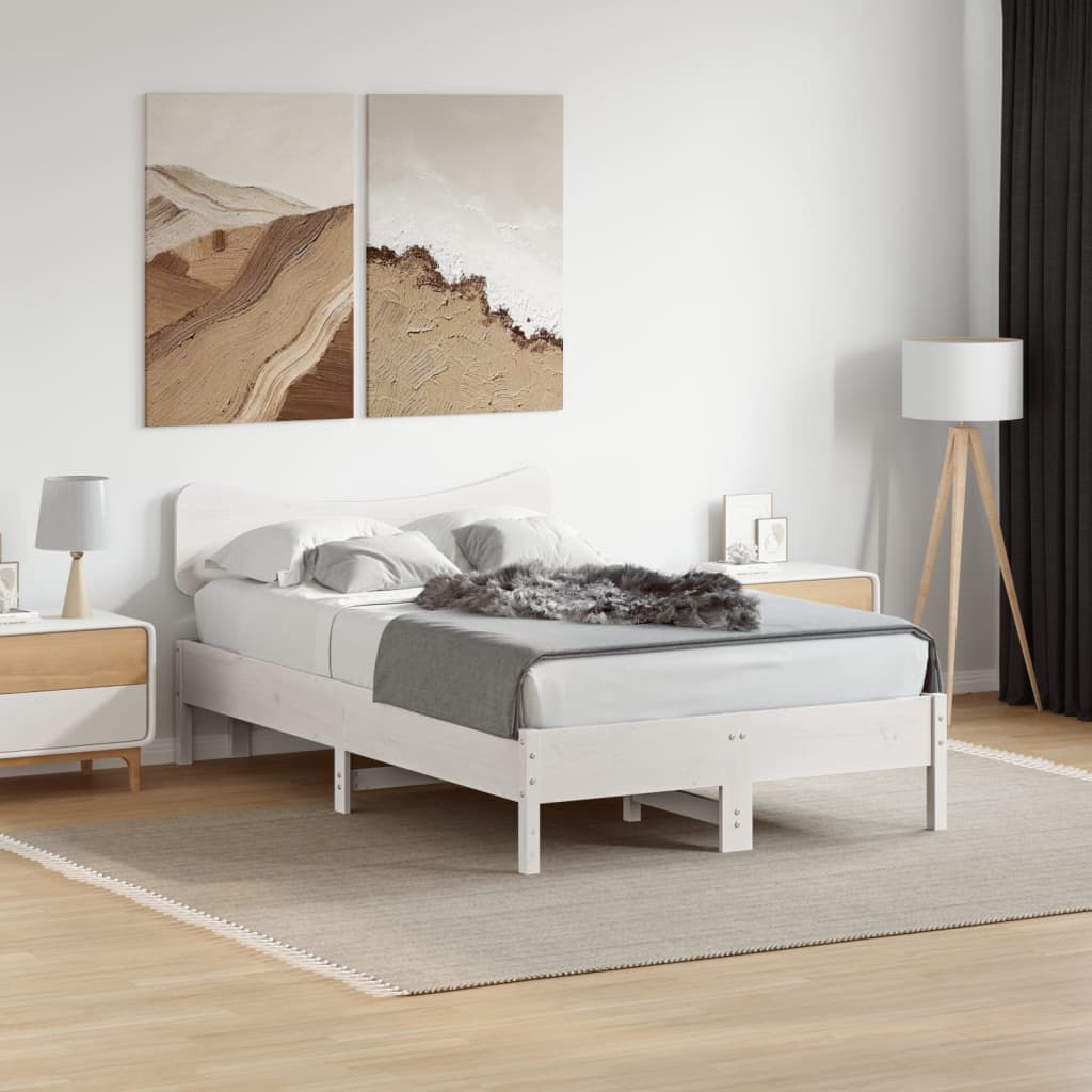vidaXL Wezgłowie do łóżka, białe, 135 cm, lite drewno sosnowe