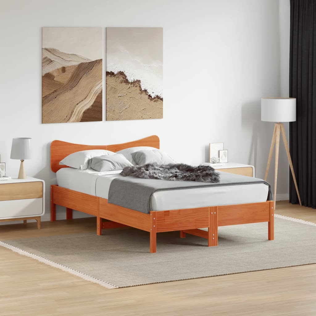 vidaXL Wezgłowie do łóżka, woskowy brąz, 135 cm, lite drewno sosnowe