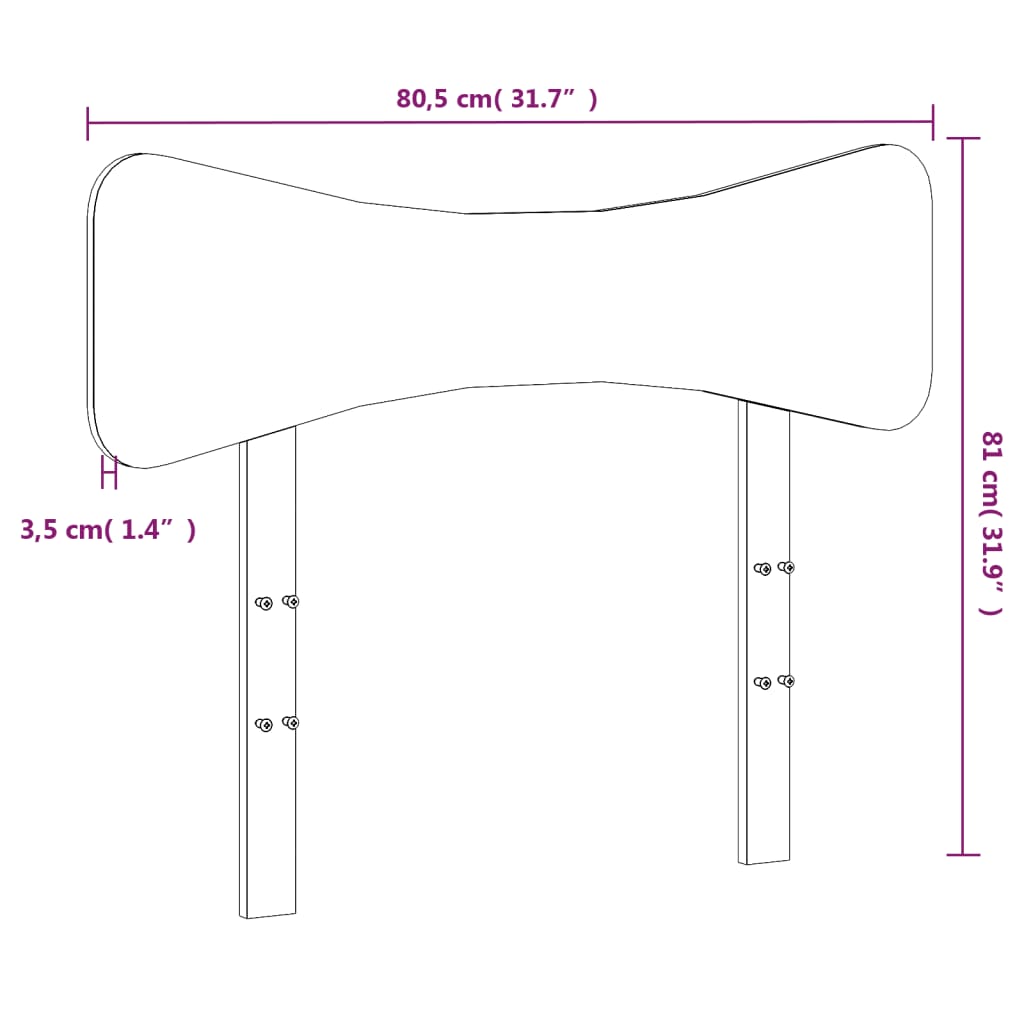 vidaXL Wezgłowie łóżka, białe, 75 cm, lite drewno sosnowe