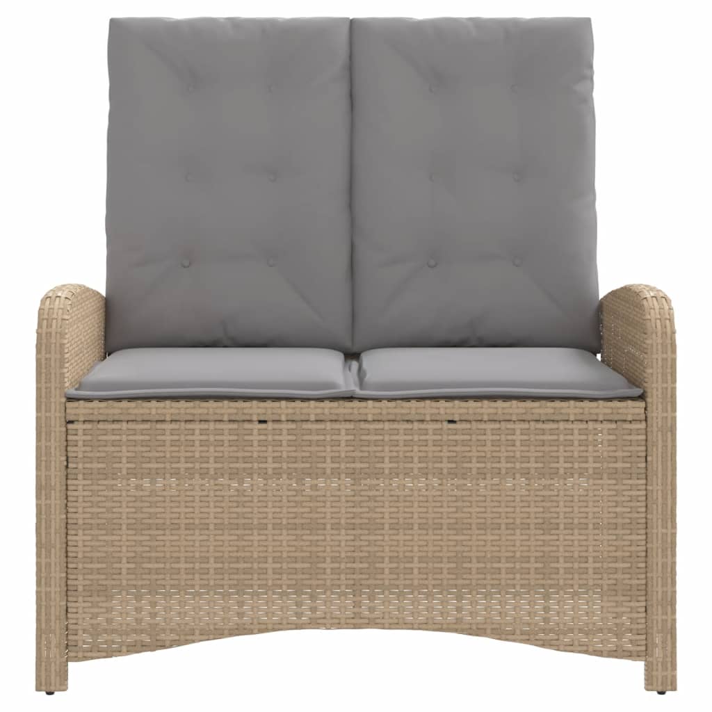 vidaXL Rozkładana ławka ogrodowa z poduszkami, beżowa, polirattan
