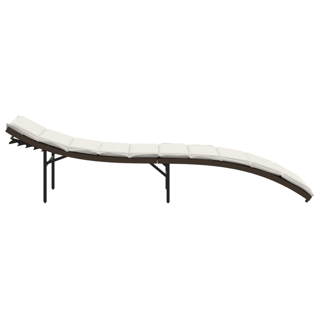 vidaXL Leżak z poduszką, brązowy, 55x199x50 cm, polirattan