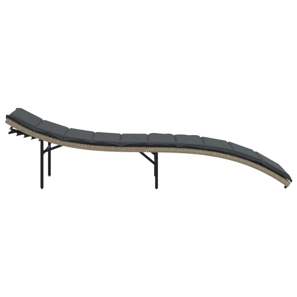 vidaXL Leżak z poduszką, jasnoszary, 55x199x50 cm, polirattan