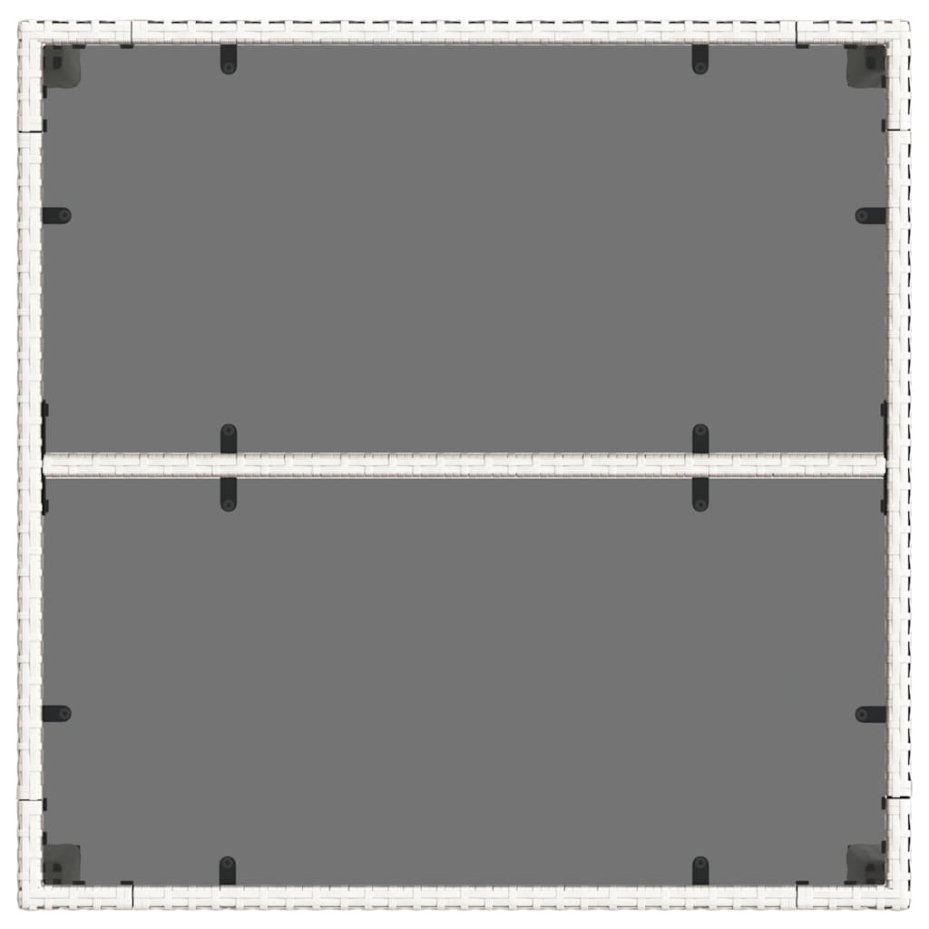 vidaXL Stół ogrodowy ze szklanym blatem, biały 90x90x75 cm, polirattan
