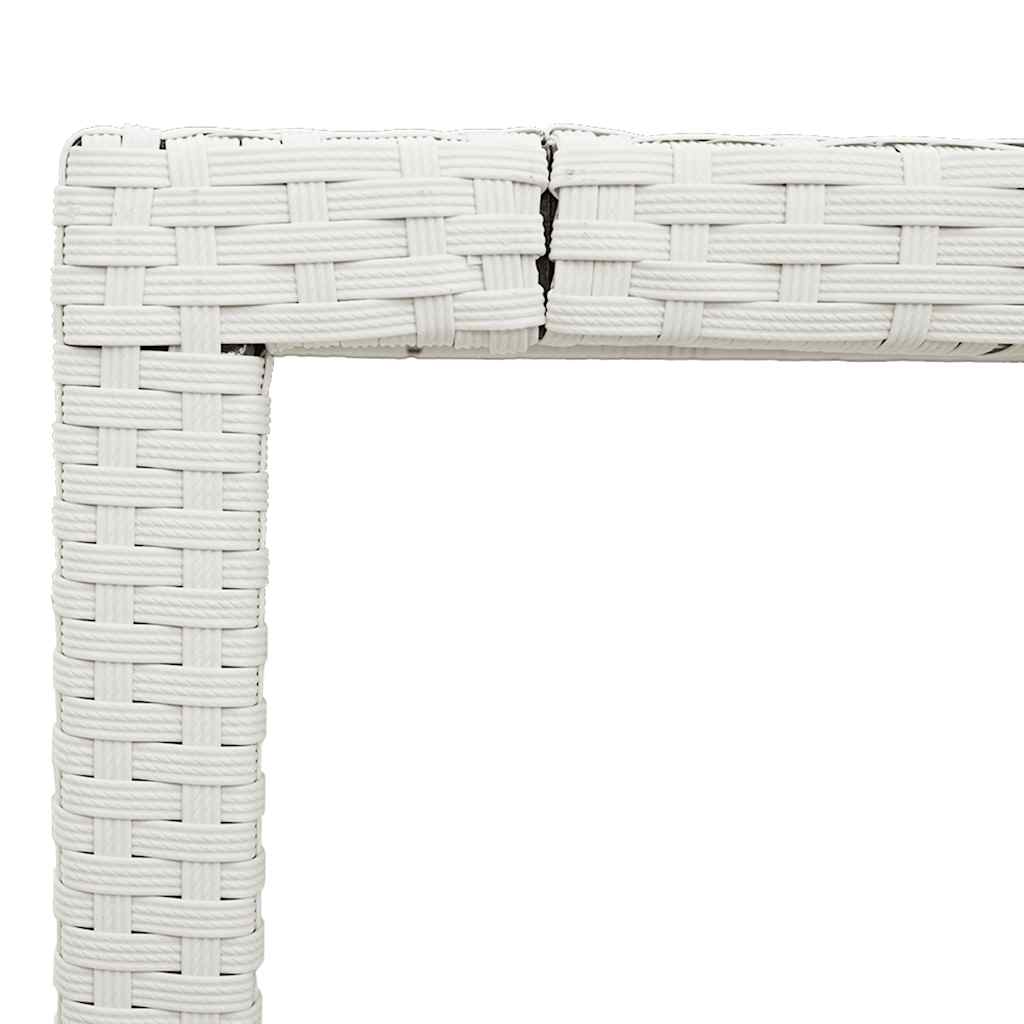 vidaXL Stół ogrodowy ze szklanym blatem, biały 90x90x75 cm, polirattan