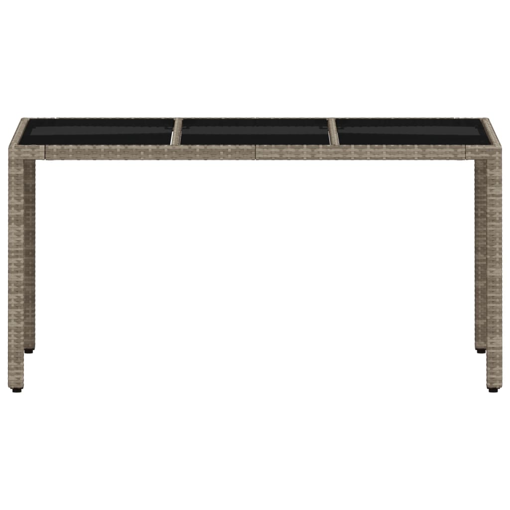 vidaXL Stół ogrodowy ze szklanym blatem, szary 150x90x75 cm, rattan PE
