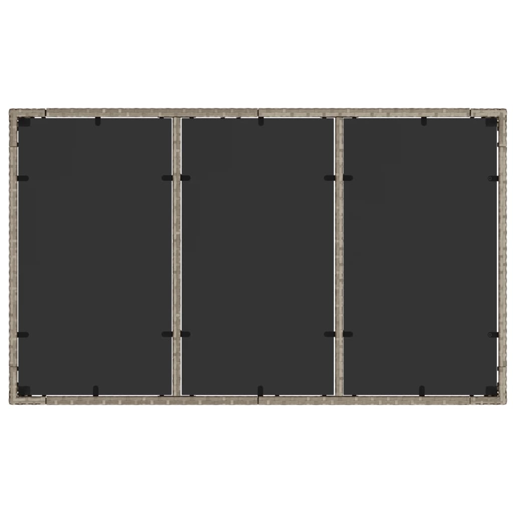 vidaXL Stół ogrodowy ze szklanym blatem, szary 150x90x75 cm, rattan PE