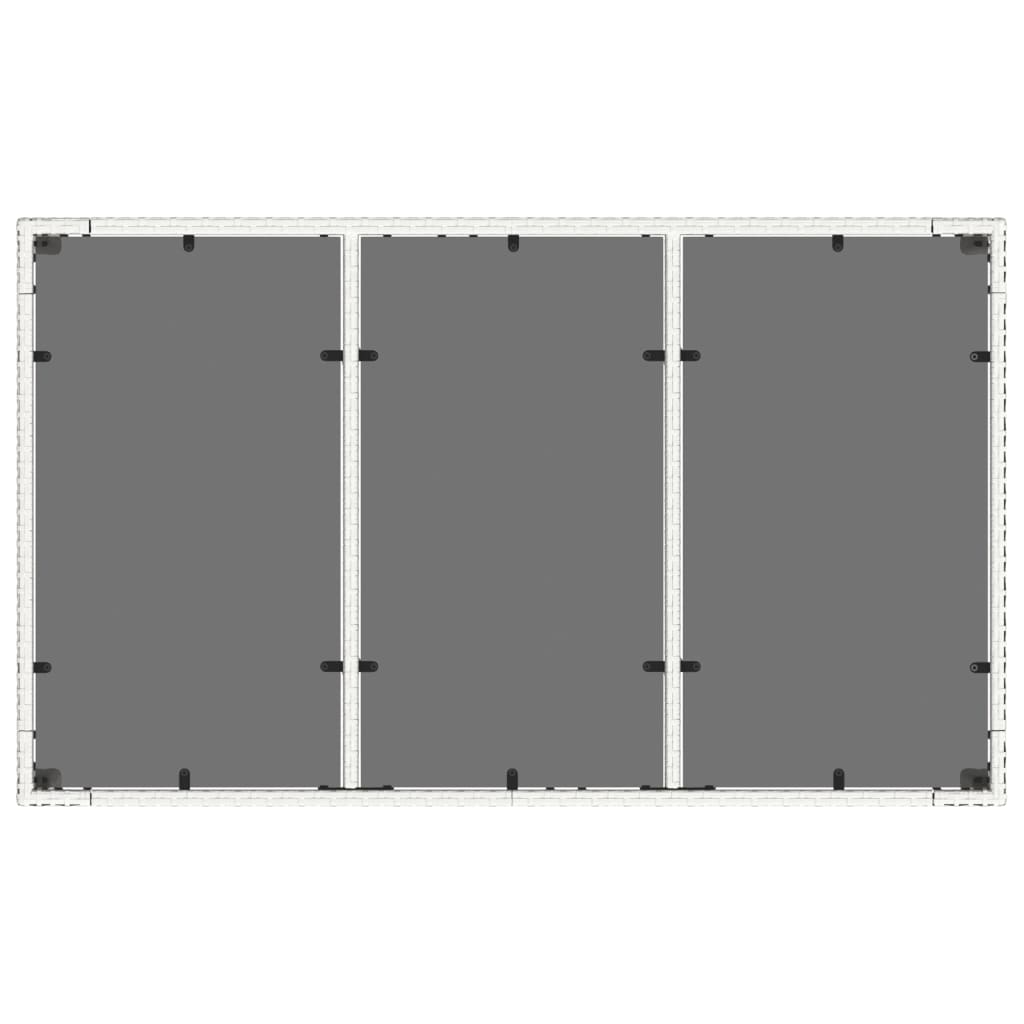 vidaXL Stół ogrodowy ze szklanym blatem, biały, 150x90x75 cm rattan PE