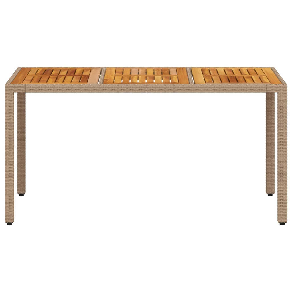 vidaXL Stół ogrodowy, beżowy 150x90x75 cm, rattan PE i drewno akacjowe
