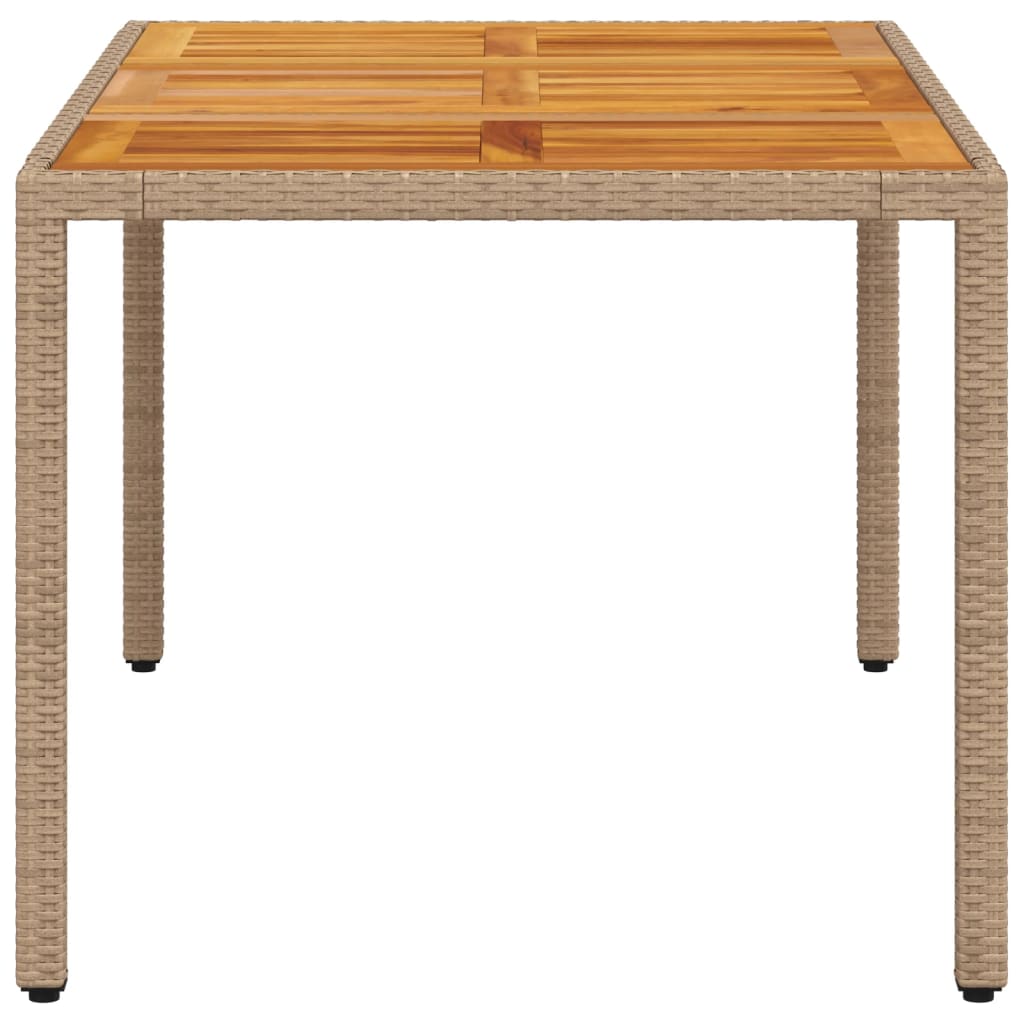 vidaXL Stół ogrodowy, beżowy 150x90x75 cm, rattan PE i drewno akacjowe