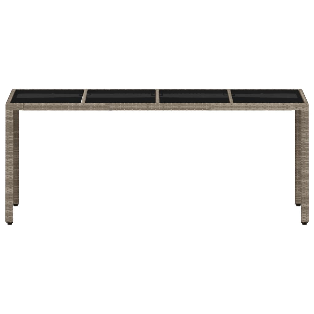 vidaXL Stół ogrodowy ze szklanym blatem, szary 190x90x75 cm, rattan PE