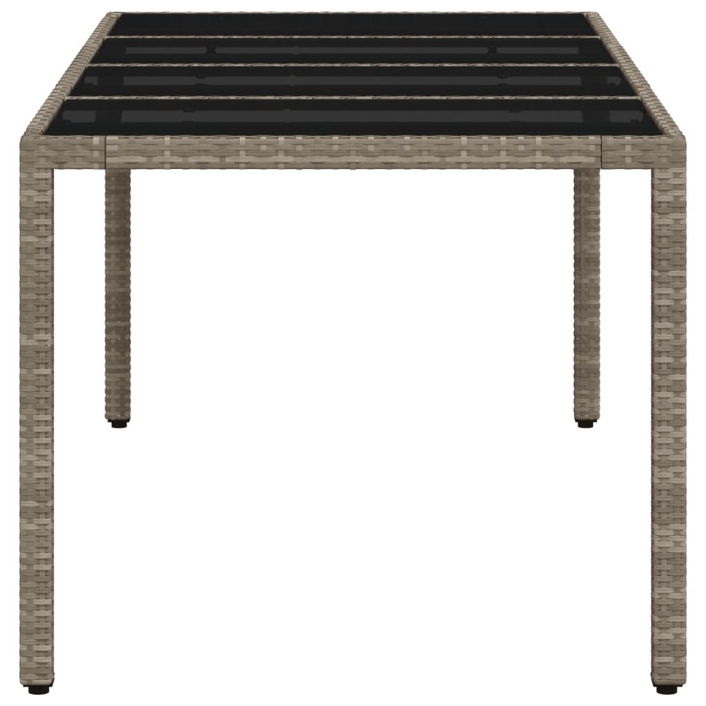 vidaXL Stół ogrodowy ze szklanym blatem, szary 190x90x75 cm, rattan PE