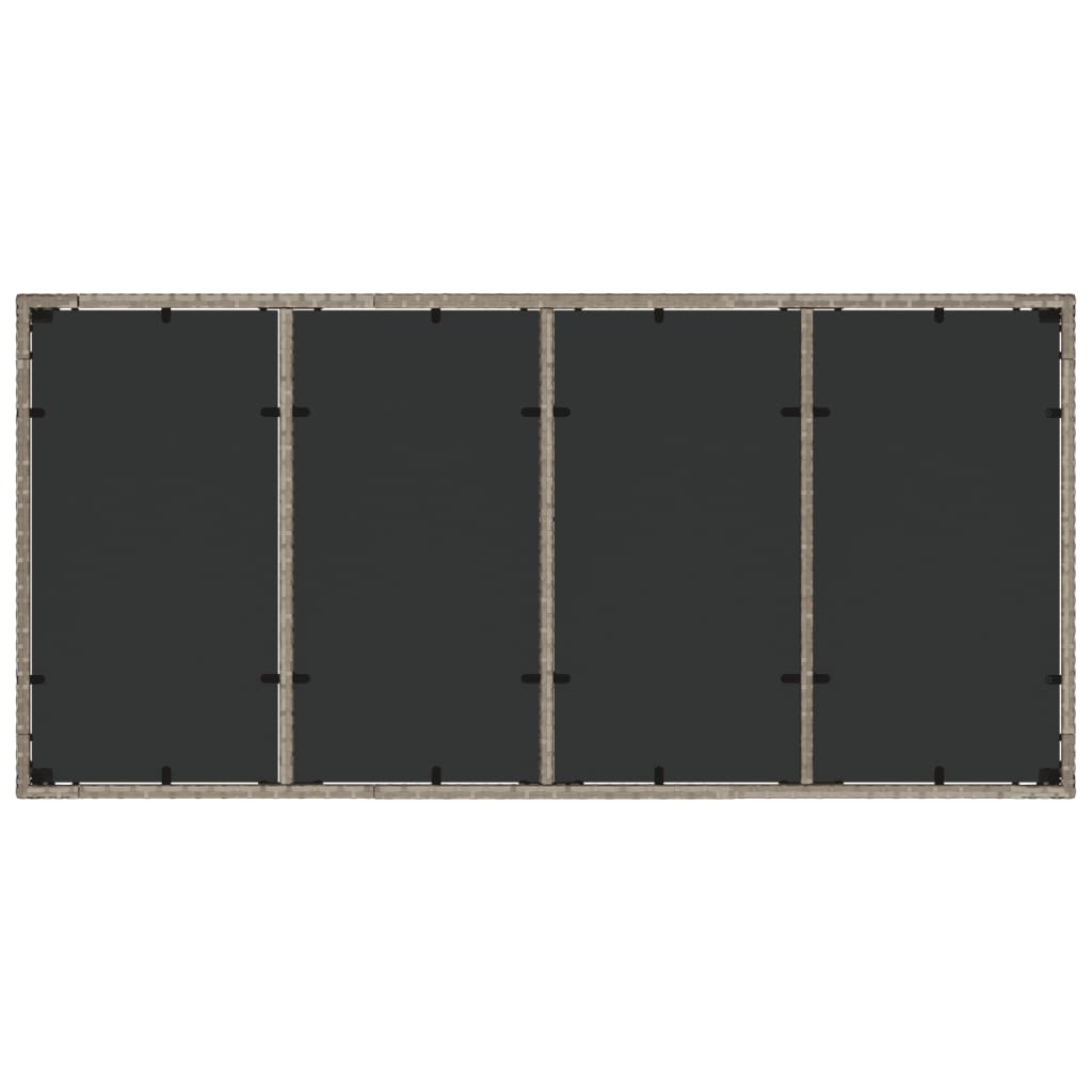 vidaXL Stół ogrodowy ze szklanym blatem, szary 190x90x75 cm, rattan PE