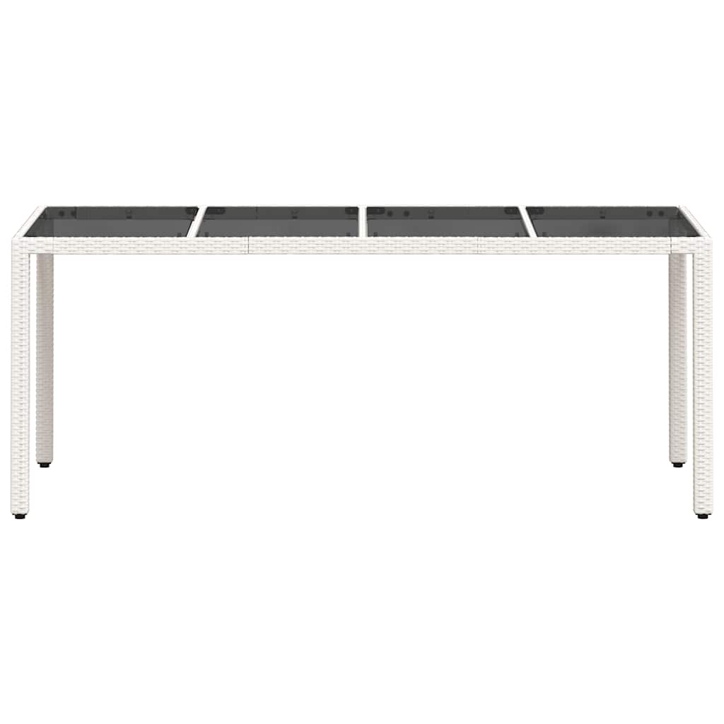 vidaXL Stół ogrodowy ze szklanym blatem, biały 190x90x75 cm, rattan PE