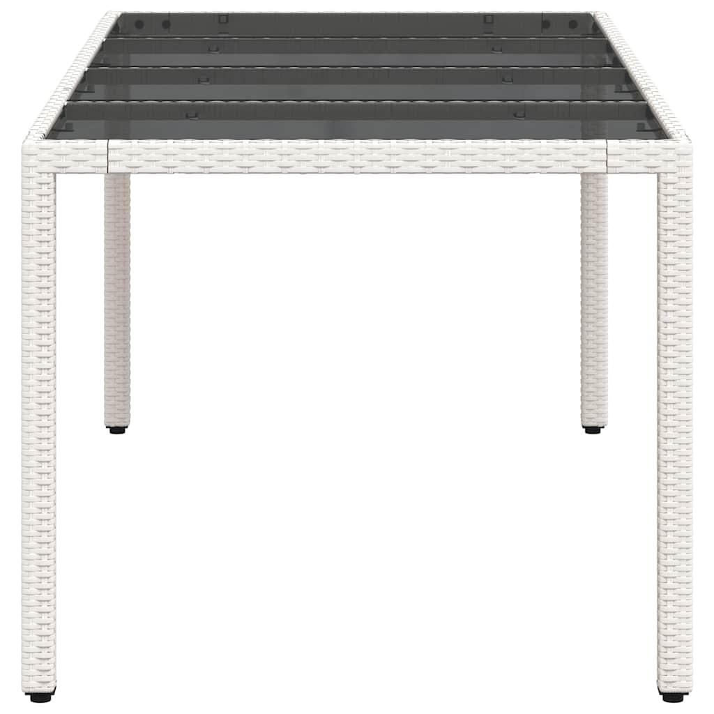 vidaXL Stół ogrodowy ze szklanym blatem, biały 190x90x75 cm, rattan PE