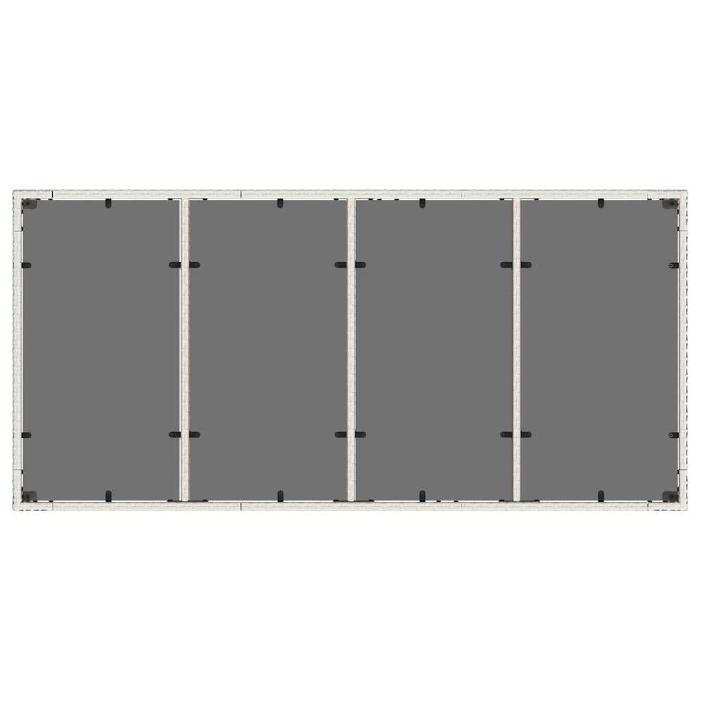 vidaXL Stół ogrodowy ze szklanym blatem, biały 190x90x75 cm, rattan PE