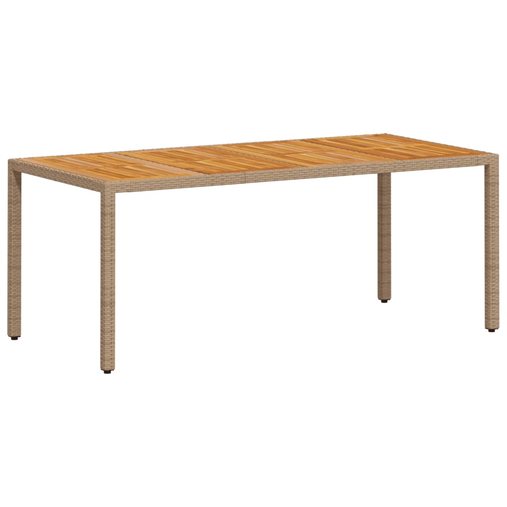 vidaXL Stół ogrodowy, beżowy 190x90x75 cm, rattan PE i drewno akacjowe