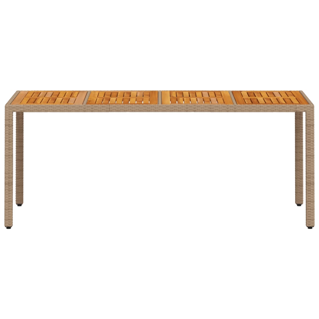 vidaXL Stół ogrodowy, beżowy 190x90x75 cm, rattan PE i drewno akacjowe