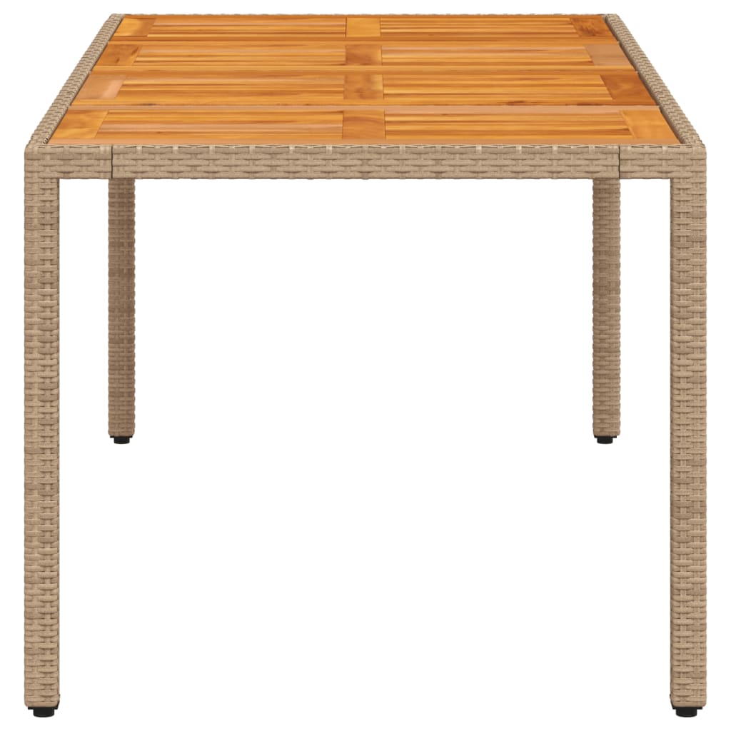 vidaXL Stół ogrodowy, beżowy 190x90x75 cm, rattan PE i drewno akacjowe