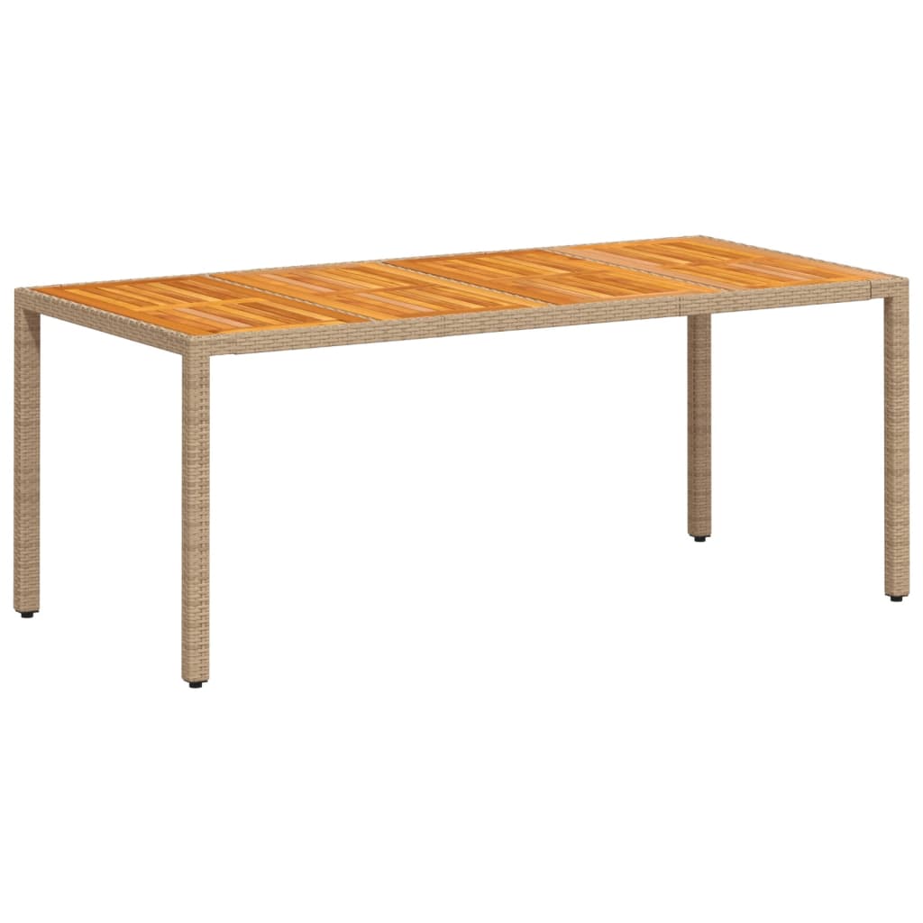 vidaXL Stół ogrodowy, beżowy 190x90x75 cm, rattan PE i drewno akacjowe