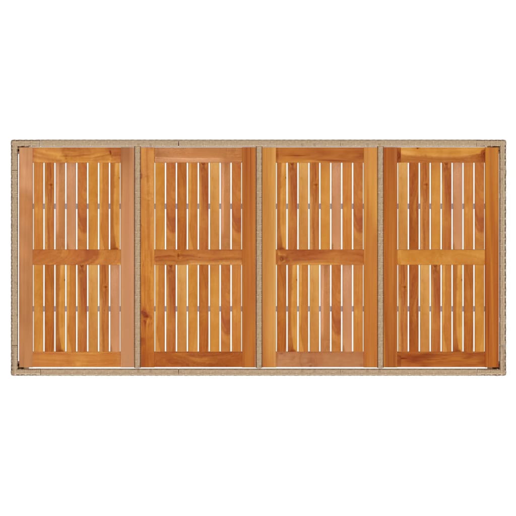 vidaXL Stół ogrodowy, beżowy 190x90x75 cm, rattan PE i drewno akacjowe