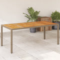 vidaXL Stół ogrodowy, beżowy 190x90x75 cm, rattan PE i drewno akacjowe
