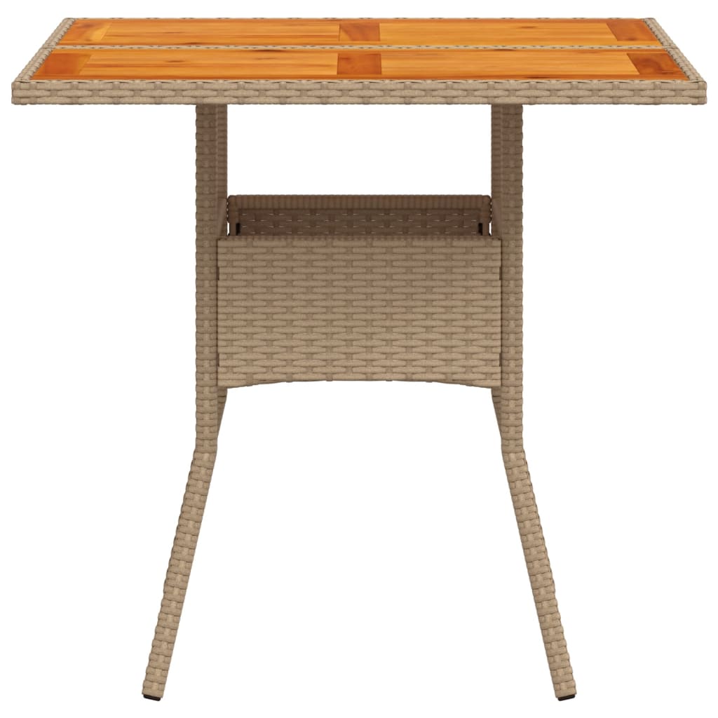 vidaXL Stolik ogrodowy, beżowy, 80x80x75 cm, polirattan i akacja