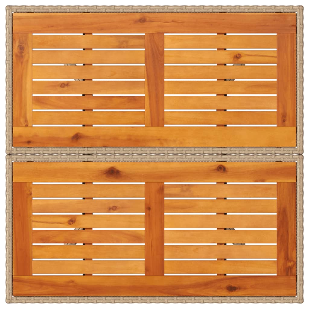 vidaXL Stolik ogrodowy, beżowy, 80x80x75 cm, polirattan i akacja