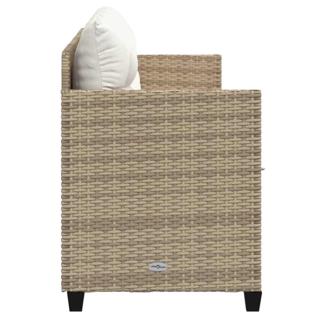 vidaXL Leżanka z poduszkami, beżowa, rattan PE