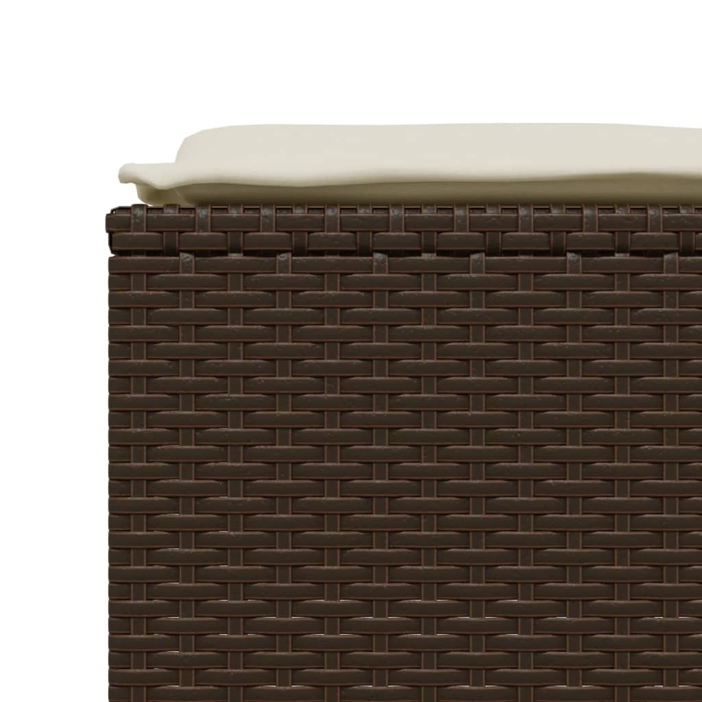 vidaXL Stołki ogrodowe z poduszkami, 4 szt., brązowe, polirattan